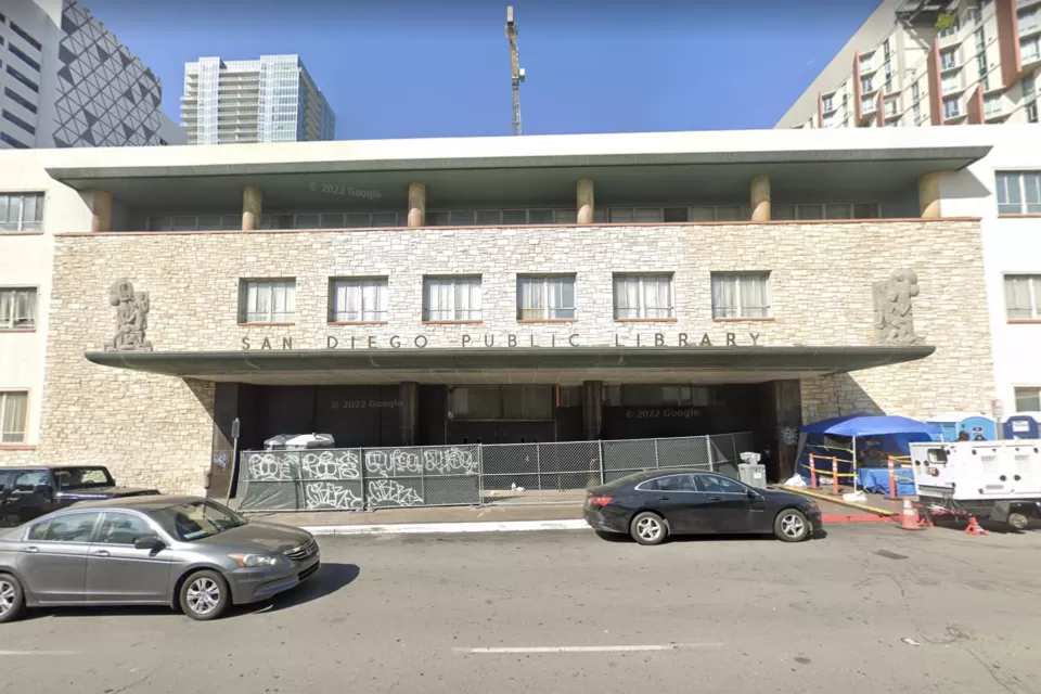 Google Street View of San Diego Central Library building, slated to be converted into temporary shelter for unhoused residents